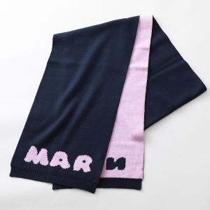 MARNI KIDS マルニ キッズ ニットマフラー M00960 M00NJ レディース ガール バイカラー ロゴ ウールブレンド リブ ストール 0M803｜s-musee