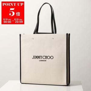 Jimmy Choo ジミーチュウ トートバッグ N/S TOTE/L CZM メンズ キャンバス×レザー ロゴ 鞄 NATURAL/BLACK/SILVER｜s-musee