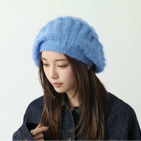 GANNI ガニー ベレー帽 Oversized Brushed Mohair Rib Beret ...