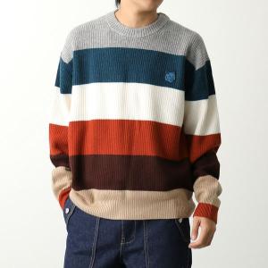 MAISON KITSUNE メゾンキツネ ニット BOLD FOX HEAD PATCH COMFORT RIBBED JUMPER LM00808KT1093 メンズ マルチボーダー S101｜s-musee