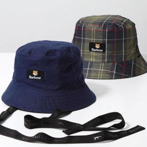 MAISON KITSUNE × BARBOUR メゾンキツネ バブアー コラボ バケットハット MHA0836 メンズ リバーシブル フォックス ロゴ 帽子 NY71/DK-NAVY｜s-musee