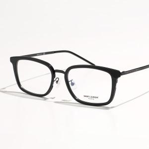 SAINT LAURENT サンローラン メガネ SL 452/F SLIM メンズ スクエア型 めがね 眼鏡 ロゴ アイウェア 黒縁メガネ 001/BLACKBLACKTRANSPARENT｜s-musee