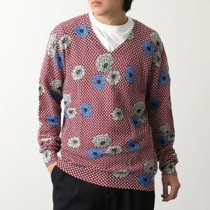 MARNI マルニ トップス CVMG0042Q0 S17313 メンズ 長袖 コットンニット カットソー フラワー 花柄 水玉 ドット Vネック STB44｜s-musee