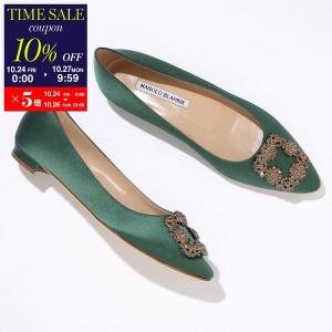 MANOLO BLAHNIK マノロブラニク パンプス HANGISIFLAT SMT SATIN 010 ハンギシ フラット サテン 1cm 323-2695 レディース 靴 301/DGRN｜s-musee