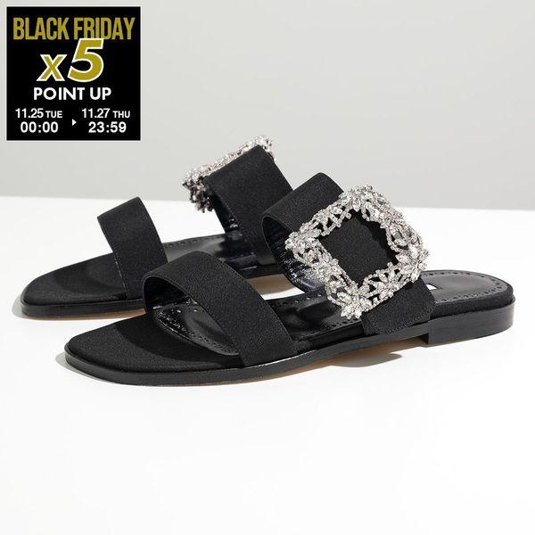 MANOLO BLAHNIK マノロブラニク サンダル TITUBAFLAT JEWEL CREPD...