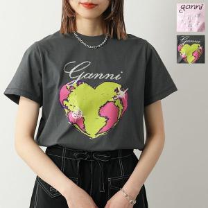 GANNI 月と星 グラフィック Tシャツ GANNI ガニー Tシャツ 半袖 レディース プードル グラフィック