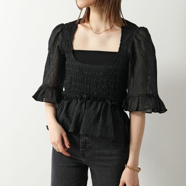 Ganni Ganni Crinkled Georgette Smock Blouse シャツ F8611