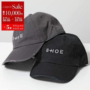 SHOE シュー ベースボールキャップ CAP9405 メンズ コットン ロゴ 刺繍 ダメージ加 帽子 BLACK｜s-musee