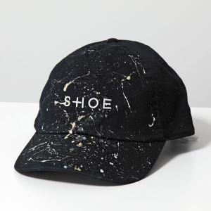 SHOE シュー ベースボールキャップ CAP9002 メンズ コットン ロゴ 刺繍 ダメージ加工 ペイント 帽子 BLACK｜s-musee