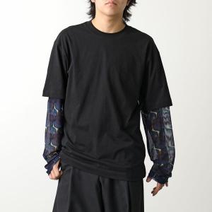 DRIES VAN NOTEN ドリスヴァンノッテン Tシャツ HEMAL 021111 8602 メンズ クルーネック 長袖 カットソー レイヤード シアー 900/BLACK｜s-musee