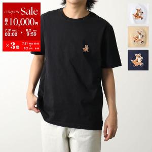 MAISON KITSUNE メゾンキツネ Tシャツ MM00125KJ0008 メンズ 半袖 カットソー フォックス刺繍パッチ コットン クルーネック カラー4色