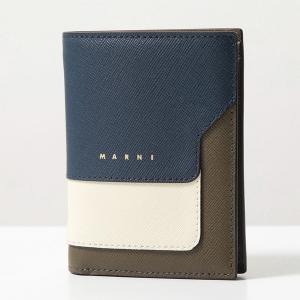 MARNI マルニ 二つ折り財布 PFMOQ14U13 LV520 メンズ サフィアーノレザー ミニ財布 小銭入れ付き ロゴ Z687N｜s-musee