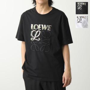 LOEWE ロエベ Tシャツ H526Y22J61 メンズ 半袖 カットソー アナグラム ロゴT 刺繍 クルーネック コットン 1489/BLACK/MU｜s-musee