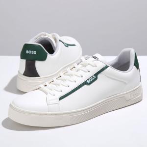 HUGO BOSS ヒューゴボス スニーカー 50502869 メンズ ローカット カップソール ロゴ レザー 靴 130/Open-White｜s-musee