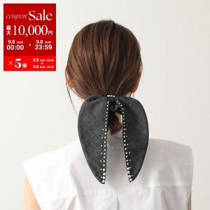 ALEXANDRE DE PARIS アレクサンドル ドゥ パリ シュシュ TCH 19T A23 レディース リボン デニム パール ヘアゴム ヘアアクセサリー N-NOIR｜s-musee