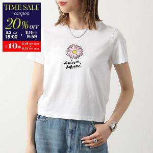 MAISON KITSUNE メゾンキツネ Tシャツ MW00123KJ0008 レディース 半袖 クルーネック カットソー コットン クロップド丈 フラワー ロゴ WHITE｜s-musee