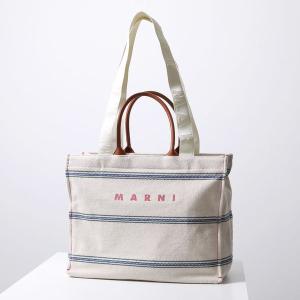 MARNI マルニ トートバッグ East/West ミディアム SHMQ0068A0 P6457 メンズ キャンバス ストライプ ジャガードロゴハンドル 鞄 ZO706｜s-musee