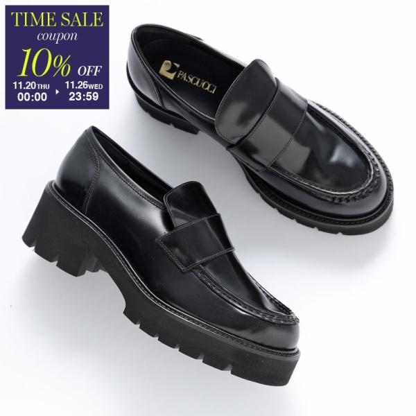 PASCUCCI パスクッチ ローファー 3012 レディース チャンキーヒール 厚底 レザー シュ...