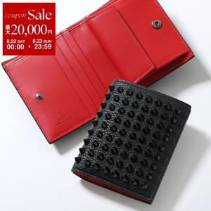 Christian Louboutin クリスチャンルブタン 二つ折り財布 Paros パロス 1165160 メンズ レザー スタッズ装飾 小銭入れあり CM53/BLACK-BLACK