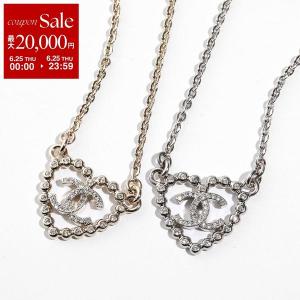 CHANEL シャネル ネックレス ABF459 B19984 ハート ココマーク CCマーク ラインストーン チョーカー ペンダント アクセサリー カラー2色