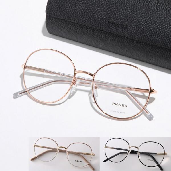 PRADA プラダ メガネ VPR 55W レディース ラウンド型 細フレーム メタルフレーム めが...