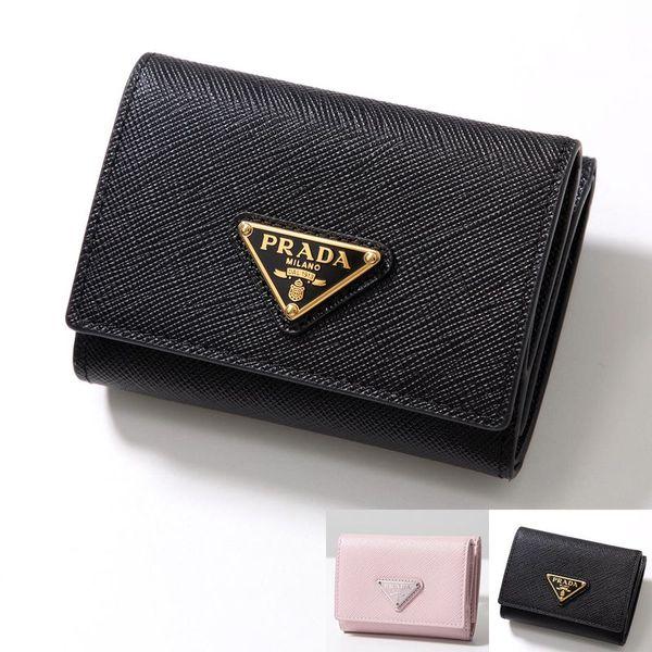 PRADA プラダ 三つ折り財布 1MH042 QHH レディース サフィアーノ レザー トライアン...