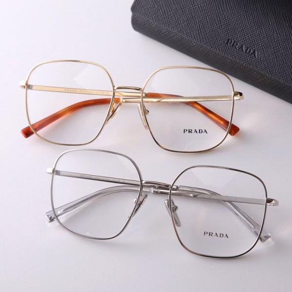 PRADA プラダ メガネ VPR A59 レディース ポリゴン型 メタルフレーム 細フレーム クリ...
