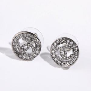 CHANEL シャネル ピアス ABG157 B21261 レディース ラインストーン ココマーク CCマーク サークル メタル スタッド U2316/ガンメタシルバー