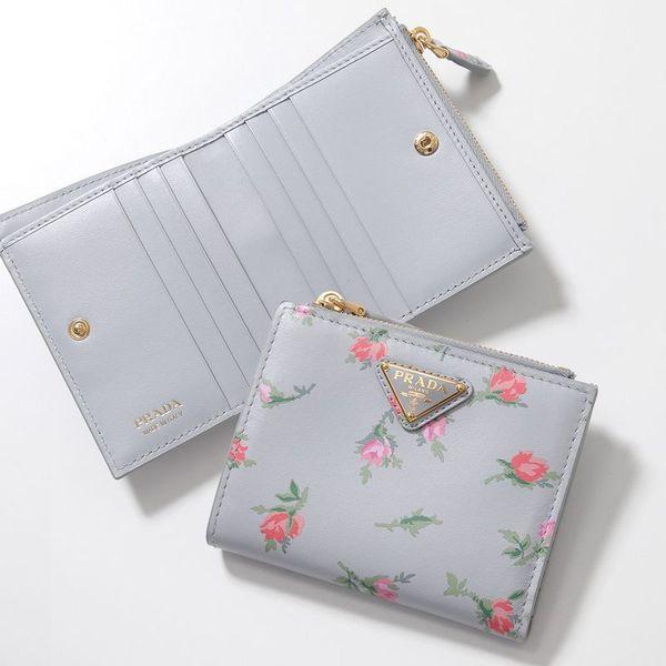 PRADA プラダ 二つ折り財布 1ML050 2C6C レディース レザー トライアングルロゴ フ...