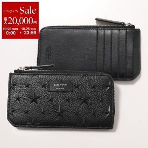 Jimmy Choo ジミーチュウ コインケース CASEY-Z EMG ケイシー メンズ エンボススター レザー カードケース フラグメントケース ミニ財布 BLACK