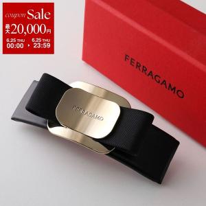 FERRAGAMO フェラガモ バレッタ FERM V PLATE 34 0421 771551 レディース リボン ヘアアクセサリー ロゴ 001/BLACK
