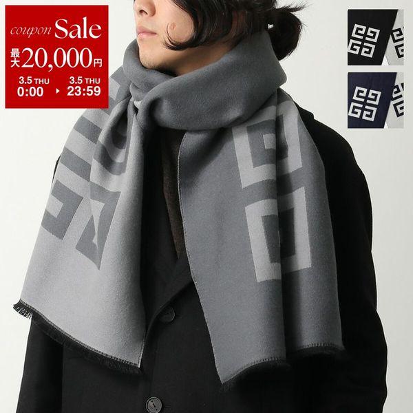 GIVENCHY ジバンシィ マフラー J6262 メンズ フリンジ ストール バージンウール 4G...