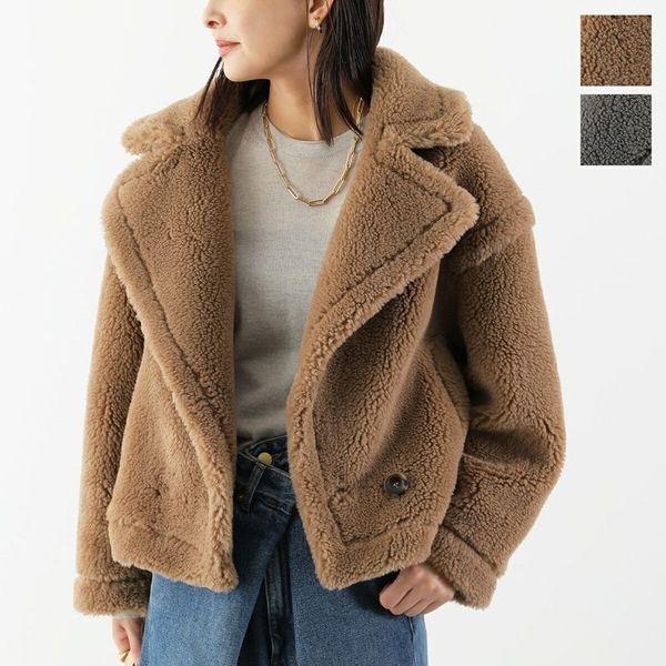 NUS ヌース ボアコート 34506 レディース テディ テーラード ウール混 エコムートン ジャ...