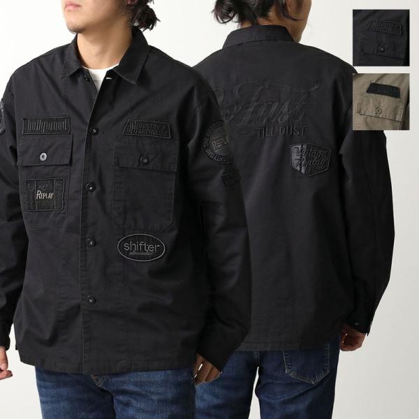 REPLAY リプレイ シャツジャケット M8445B 85172 メンズ 長袖 胸ポケット ワッペ...