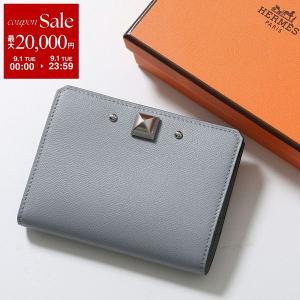 HERMES エルメス カードケース メドール Medor スタッズ H084730CK レディース マダム レザー 名刺入れ ミニ財布 W刻印 SV金具 GRIS-PANTIN/グリパンタン