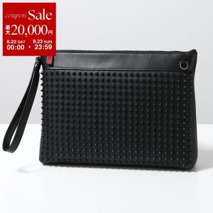 Christian Louboutin クリスチャンルブタン クラッチバッグ 3255191 メンズ リストレット付き セカンドバッグ レザー スタッズ 鞄 BK01/BLACK