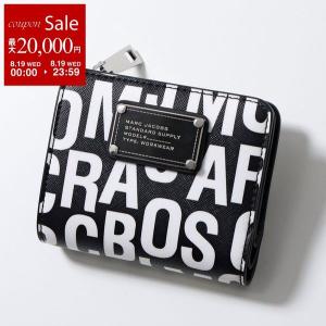 MARC JACOBS マークジェイコブス 二つ折り財布 4S4SMP009S02 レディース エコレザー シグネチャー ロゴ 総柄 ミニ財布 005/BLACK/WHITE