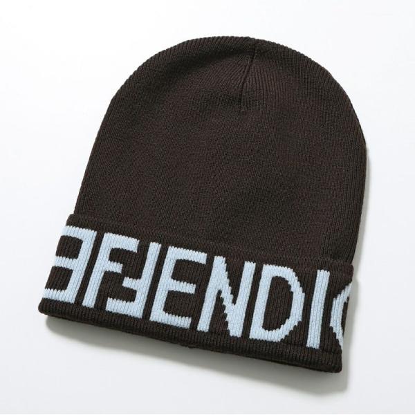 FENDI フェンディ ニット帽 FXQ948 AQ82 メンズ ビーニー ロゴ ウール カシミヤ ...