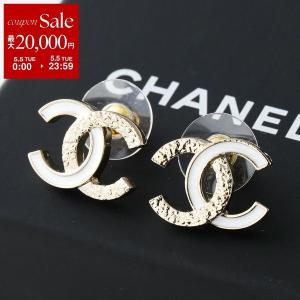 CHANEL シャネル ピアス ABG904 B23001 レディース ココマーク CCマーク メタル スタッド U6120/ゴールド×ホワイト