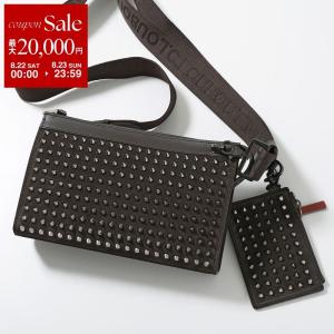 Christian Louboutin クリスチャンルブタン ショルダーバッグ FUNKY ファンキー 1265012 メンズ スウェード レザー スタッズ 鞄 7201/CAFE/GUN-METAL