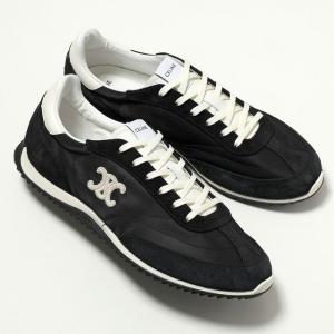 CELINE セリーヌ スニーカー 364945257C.38AW メンズ ローカット トリオンフ ロゴ レザー スエード シューズ 靴 BLACK/WHITE｜インポートセレクトmusee
