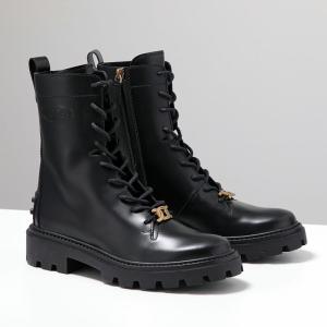 TODS トッズ ブーツ XXW08J0EY53RBT レディース レザー ショート コンバットブーツ レースアップ ロゴ 厚底 3.5cm シューズ 靴 B999/NERO