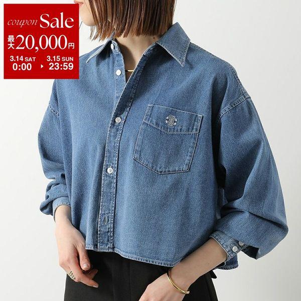 CELINE セリーヌ デニムシャツ RC0BC2N67.GDP1 レディース トリオンフ ロゴ刺繍...