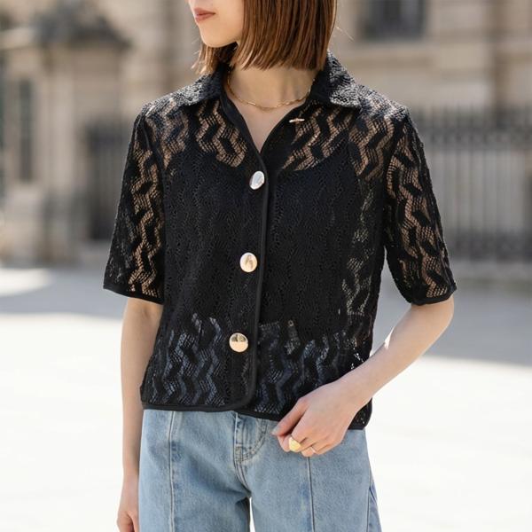TORRAZZO DONNA トラッゾドンナ 半袖 シャツ Geometric Lace Shirt...