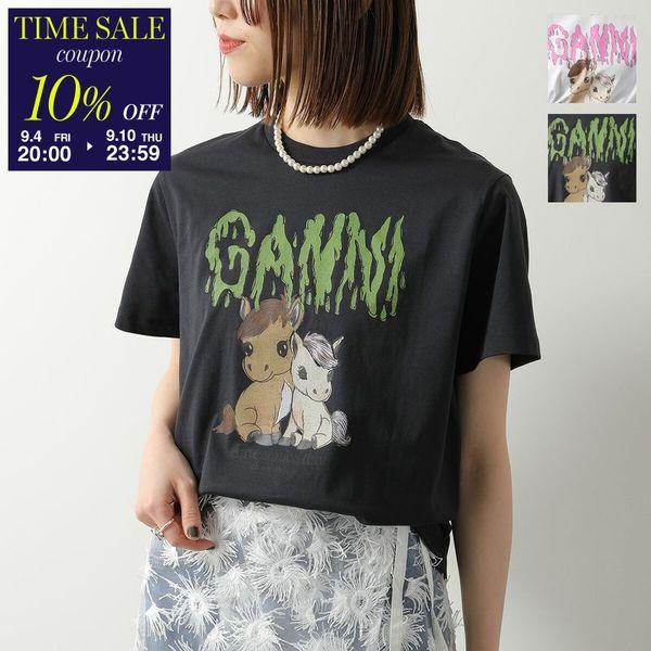 GANNI ガニー 半袖 Tシャツ Basic Cotton Jersey T-shirt A105...