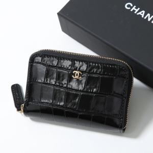 CHANEL シャネル コインケース AP5189 B23786 レディース カードケース ココマーク クロコダイル型押し ミニ財布 CCマーク 94305