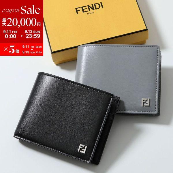FENDI フェンディ 二つ折り財布 7M0001 AVV6 メンズ レザー FFロゴ スクエアFF...