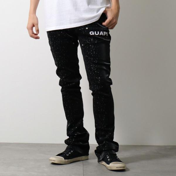 GUAPI グアピ フェイクレザーパンツ Obsidian Black Raindrop Leath...