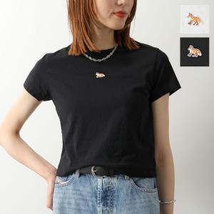 MAISON KITSUNE メゾンキツネ Tシャツ BABY FOX ベイビーフォックス PW00111 KJ7026 レディース 半袖 クロップド カットソー クルーネック 刺繍 ロゴ