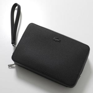 LACOSTE ラコステ クラッチバッグ NH2922CE メンズ ハンドバッグ セカンドバッグ 鹿の子 エンボス レザー ロゴ ストラップ付き 鞄 000/NOIR